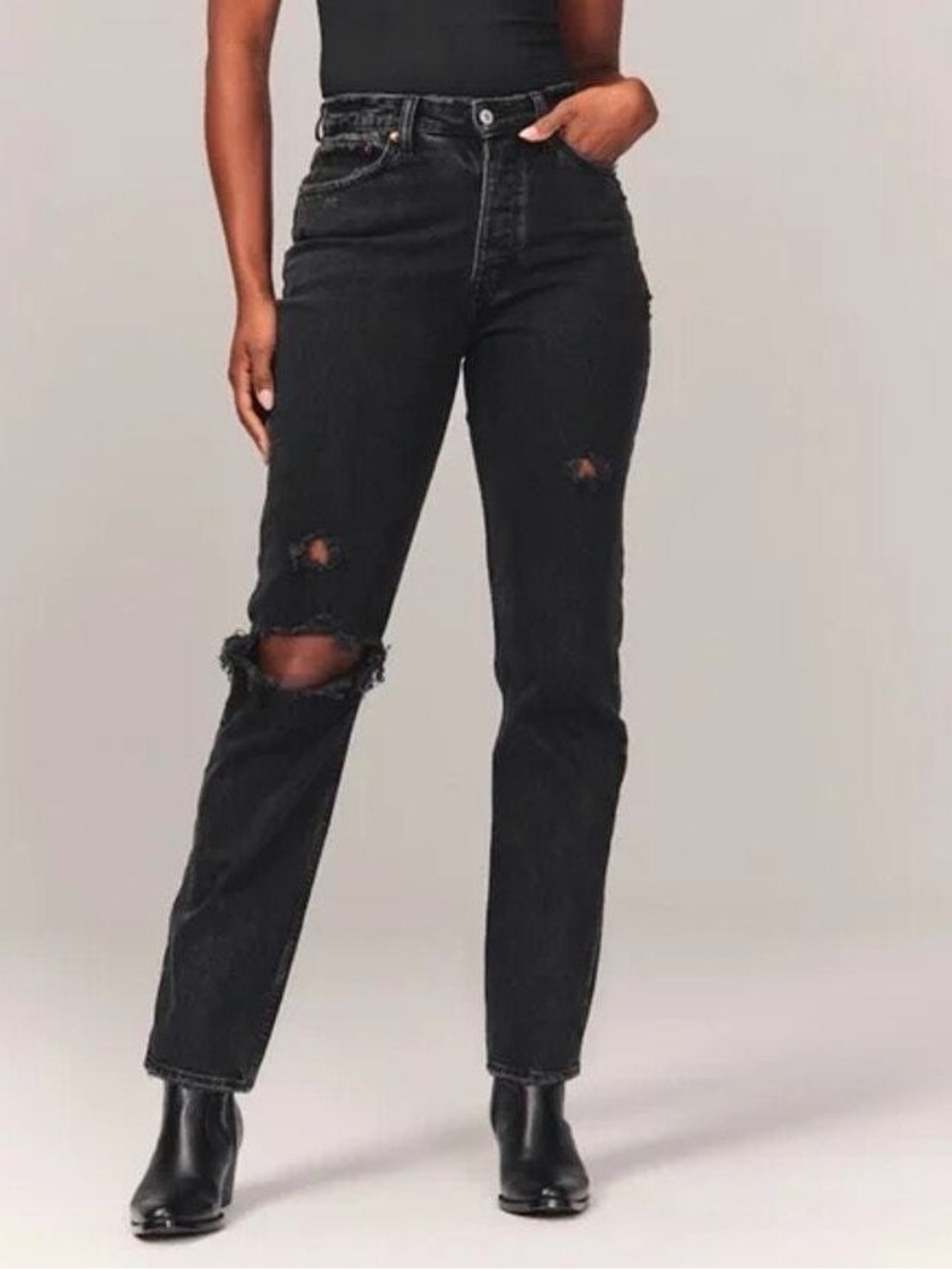 Abercrombie & Fitch Dad High Rise Jeans Womens Size 25/0 Black Denim jeans